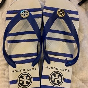 Blue Tory Burch Flip Flops